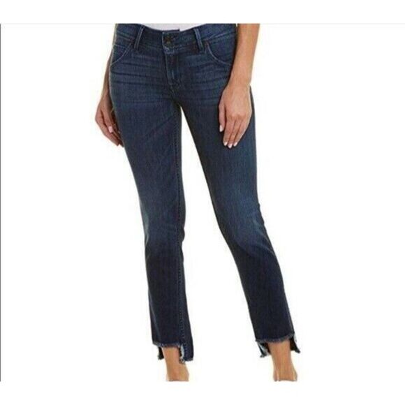 Hudson Jeans Cat Mid Rise Skinny Step Fringe Hem Back Flap Pockets Size 29 - Picture 1 of 12